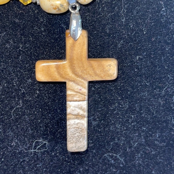 New Winnity Genuine Stone, Bead Cross 18” Neclace, Earring Set southwest Design - Picture 4 of 6